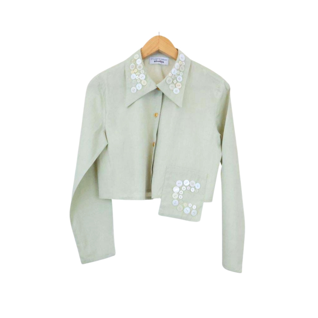 Cropped Chic Shirt In Mint Green